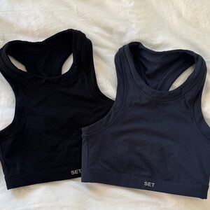 Women's Black and Navy Sports Bras Set